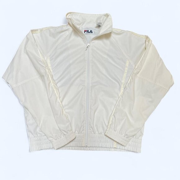Vintage 90s FILA White Track Jacket Men’s L Women’s XL Cropped Windbreaker - Picture 1 of 7